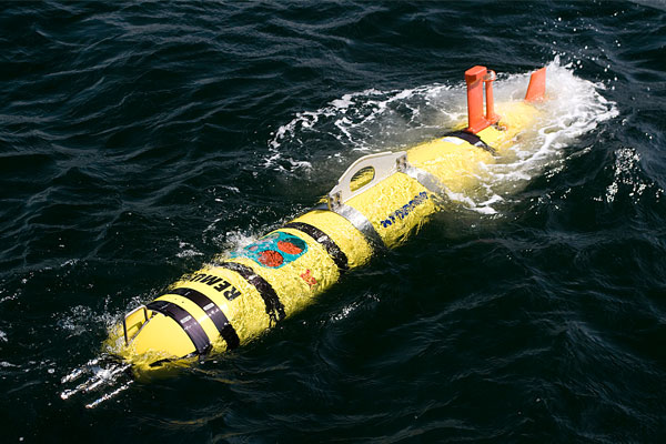 The Autonomous Underwater Vehicle Rebus during a surface mission